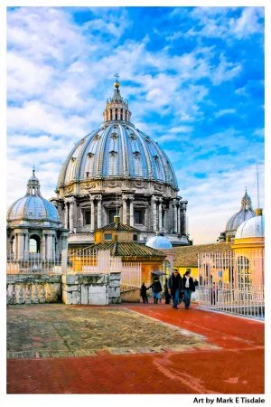 St Peter's Dome - Rome Vatican Print by Mark Tisdale