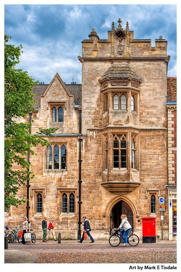 Streets of Cambridge England outside of Whewell’s Courts - Cambridge Print by Mark Tisdale