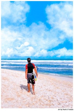 Surfer Beach Art Print - Playa del Carmen Print by Mark Tisdale