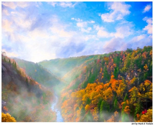 Tallulah Gorge Sunrise - North Georgia Fall Color Landscape Print by Mark Tisdale