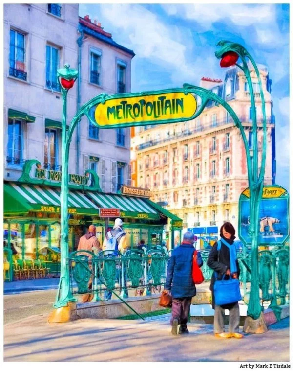 Paris Metro sign - art nouveau architecture print by Mark Tisdale