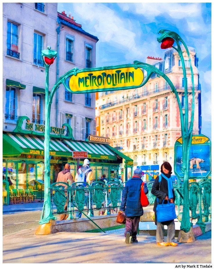 Iconic Paris Metro Sign - Art Nouveau Architecture Print