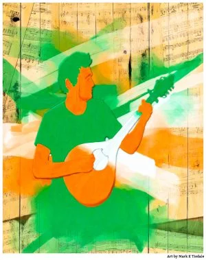 Traditional Irish Music Artwork In Colors of The Irish Flag - Print by Mark Tisdale