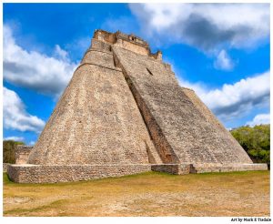 Unique Mayan Architecture - Uxmal Pyramid Print by Mark Tisdale