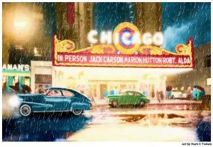 Vintage Chicago Theatre - Rainy Night in 1949