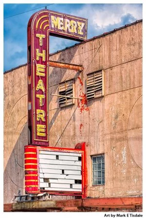 Vintage Theater Marquee - Perry Georgia Print by Mark Tisdale