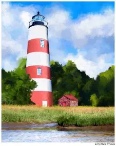 Sapelo Lighthouse Art – Coastal Georgia Scene