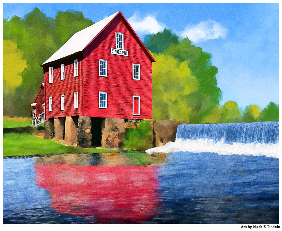 Starr's Mill - Historic Georgia Grist Mill Art by Mark Tisdale
