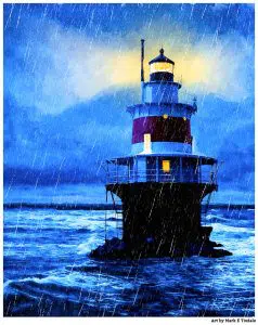 Pecks Ledge Light – Historic Connecticut Lighthouse Art