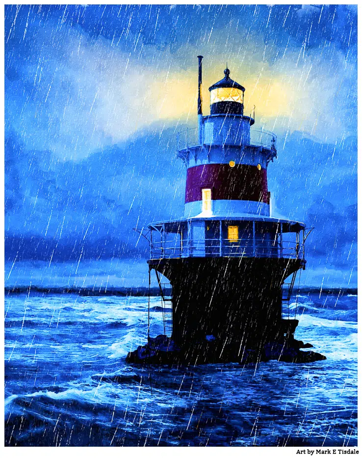 Pecks Ledge Light - Historic Connecticut Lighthouse Art by Mark Tisdale