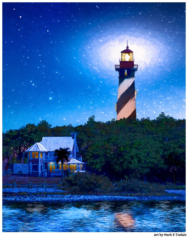 St. Augustine Lighthouse - Florida At Night art by Mark Tisdale