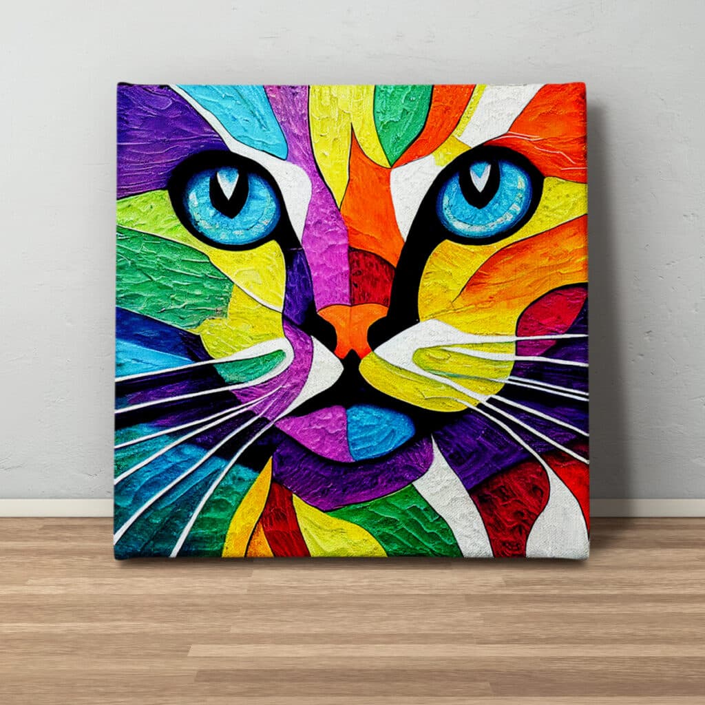 Colorful Cat Wall Art - Square Format Canvas Print