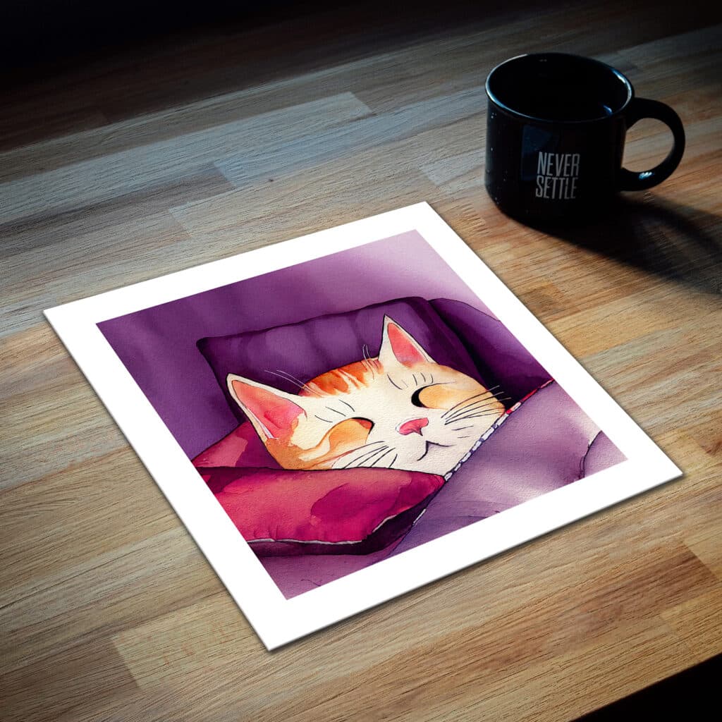 Happy Cat Art Print in A Square Format