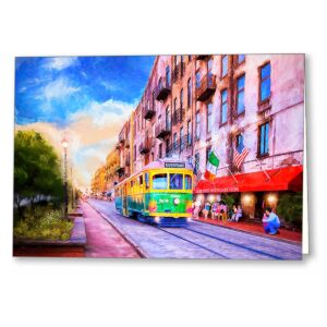 Radiant Afternoon Light - River Street Savannah Greeting Card