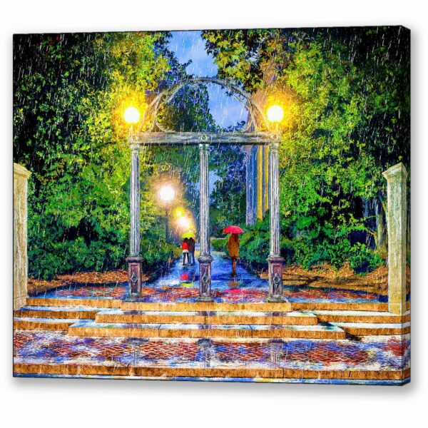 Athens Georgia Canvas Print featuring the UGA Arch On a Rainy Night