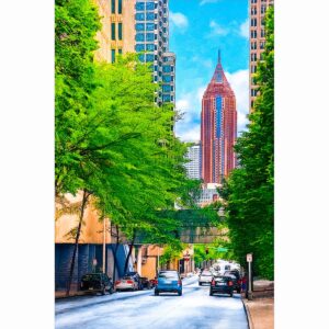 Bank of America Plaza art print featuring a scenic view of the skyscraper from Peachtree Center