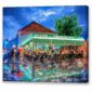 Cafe du Monde Canvas Print featuring a timeless view of the French Quarter in New Orleans on a rain night