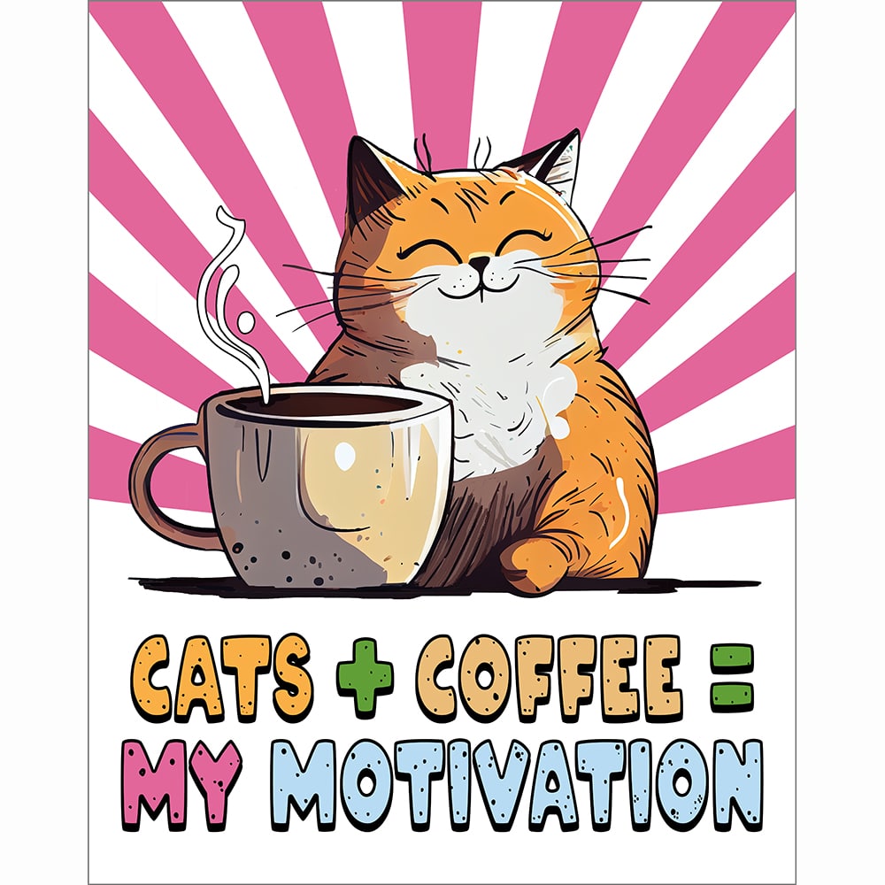 Cat Themed Art For Coffee Lovers - Fun Design by Mark Tisdale