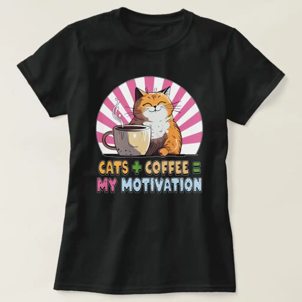 Cat Themed Art on a Customizable T-shirt
