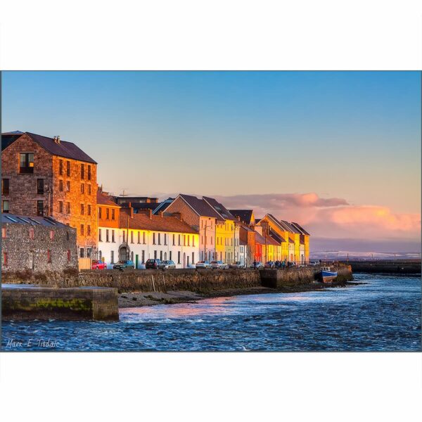 Galway Photographic art print featuring the Long Walk With beautiful sunset light