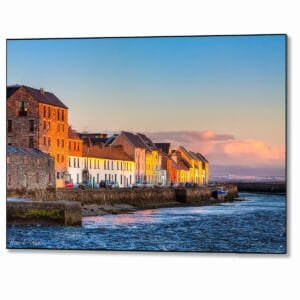 Galway Photographic metal print featuring the Long Walk With beautiful sunset light