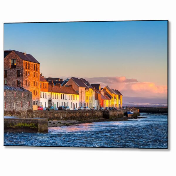 Galway Photographic metal print featuring the Long Walk With beautiful sunset light