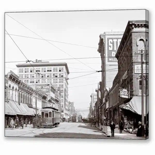 Downtown Birmingham Alabama - A Century Ago - Canvas Print with mirror wrap