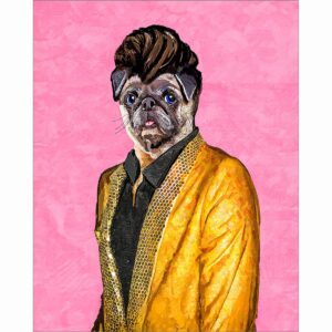 Elvis Pugsley - Whimsical Pug Art Print