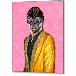 Elvis Pugsley - Whimsical Pug Metal Print
