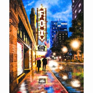Fox Theatre At Night - Rainy Atlanta Art Print