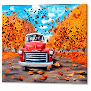 Red GMC Pickup - Classic Truck Metal Print