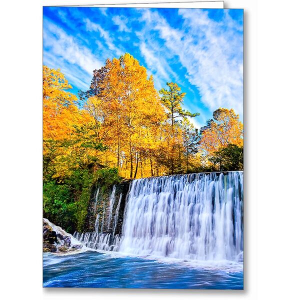 Georgia Fall Color Greeting Card featuring the beautiful Roswell Mill Dam on an autumn morning