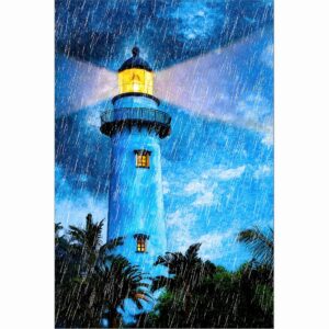 St Simons Island Lighthouse At Night - Georgia Art Print
