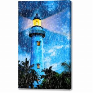 St Simons Island Lighthouse At Night - Georgia Canvas Print