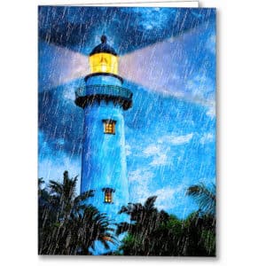 St Simons Island Lighthouse At Night - Georgia Greeting Card