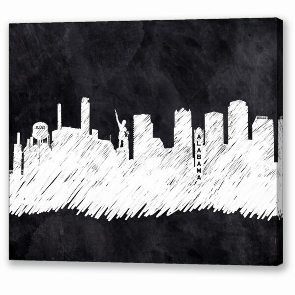 The Skyline - Birmingham - Alabama Canvas Print with mirror wrap