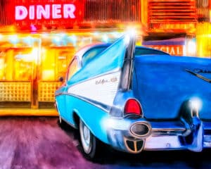 1957 Chevy Tail Fin - Classic Car Art Print