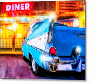 1957 Chevy Tail Fin - Classic Car Metal Print