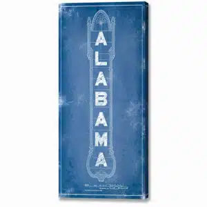 Alabama Theatre Marquee Blueprint - Canvas Print With Mirror Wrap