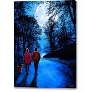Almost Home - Walking By Moonlight Canvas Print