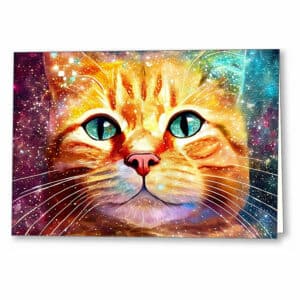 Among The Stars - Ginger Cat Greeting Card