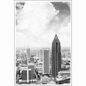 Atlanta Skyline - Black And White Art Print