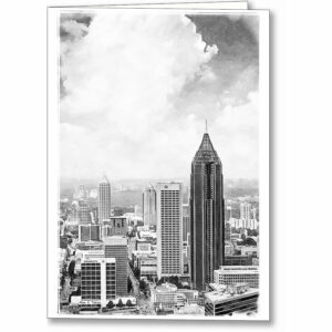 Atlanta Skyline - Black And White Greeting Card