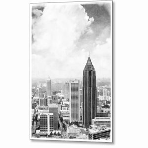 Atlanta Skyline - Black And White Metal Print