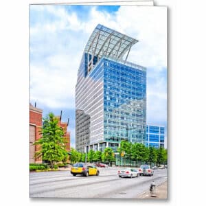 Featuring The Pinnacle - Buckhead Atlanta Greeting Card - 22-Story Skyscraper with Curved Sail Glass Roof