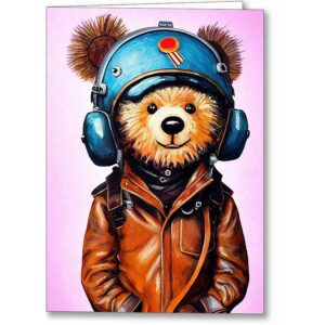 Aviator Amelia Bearhart - Teddy Bear Greeting Card