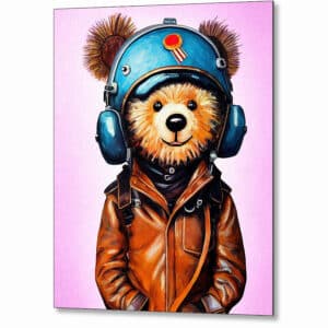 Aviator Amelia Bearhart - Teddy Bear Metal Print