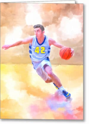 Basketball Player Art - Abstract Action Greeting Card