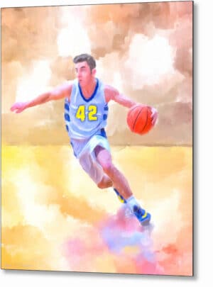 Basketball Player Art - Abstract Action Metal Print