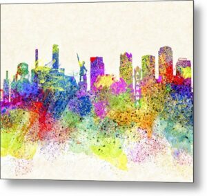 Birmingham Skyline Art - Colorful Alabama Metal Print